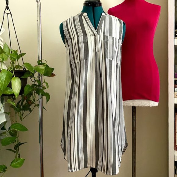 Merona Dresses & Skirts - Merona sleeveless vertical stripe shirtdress XS